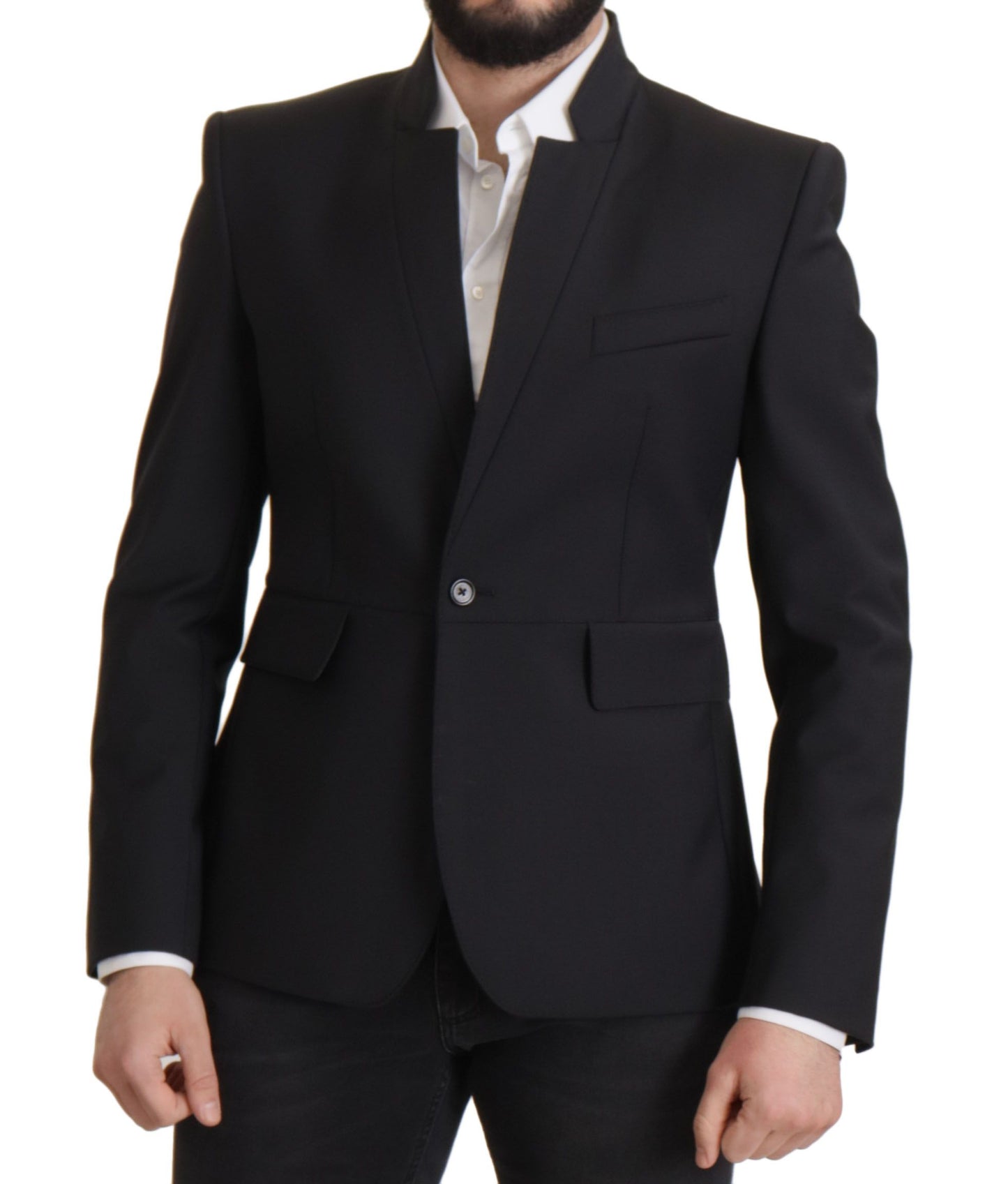 Dolce &amp; Gabbana Black Wool Single Breasted Coat Men Blazer