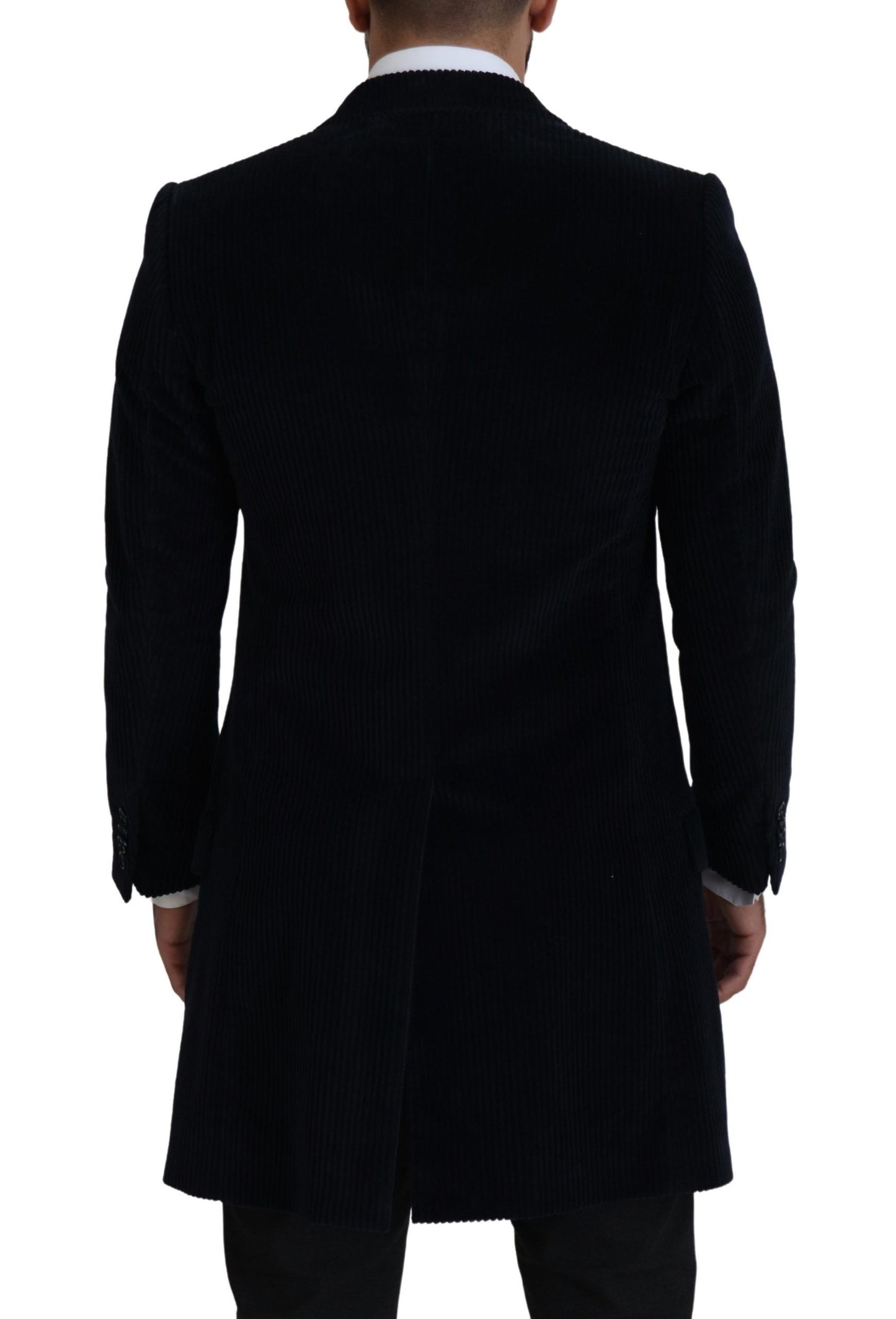 Dolce &amp; Gabbana Black Cotton Cardigan Long Coat Men Jacket