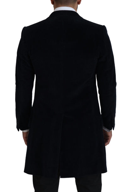 Dolce &amp; Gabbana Black Cotton Cardigan Long Coat Men Jacket