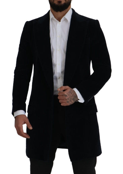 Dolce &amp; Gabbana Black Cotton Cardigan Long Coat Men Jacket