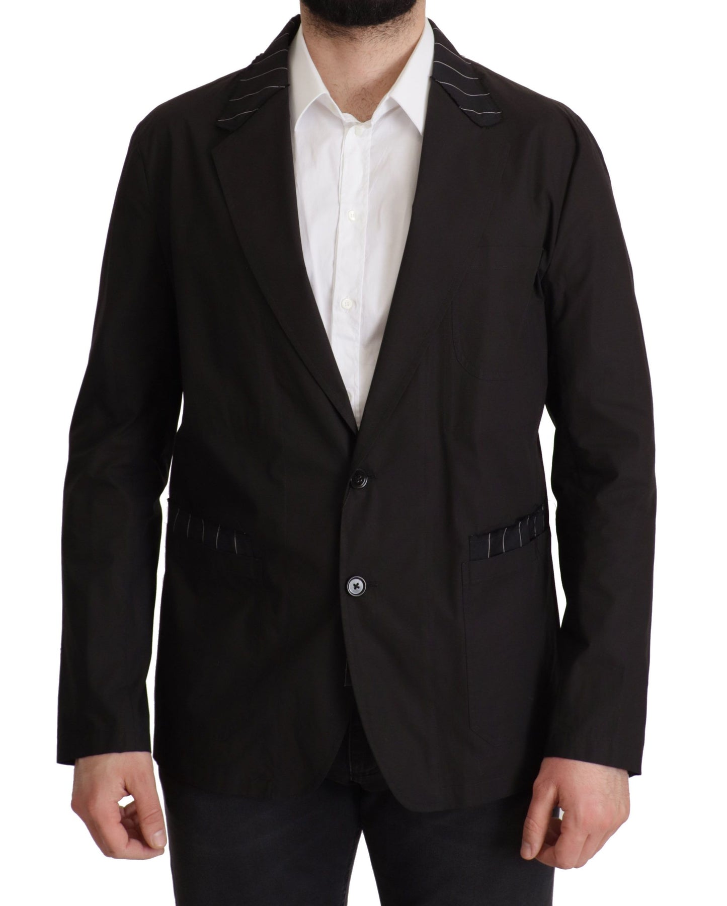 Dolce &amp; Gabbana Black Cotton Single Breasted Blazer Jacket