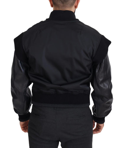 Dolce &amp; Gabbana - Élégant blouson aviateur noir orné de cristaux