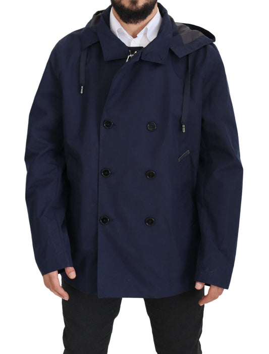 Dolce &amp; Gabbana Élégante Parka Bleue à Double Boutonnage