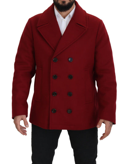 Dolce &amp; Gabbana Élégante veste croisée en laine rouge