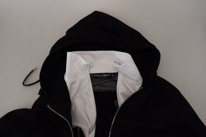 Dolce &amp; Gabbana Élégant blouson aviateur noir à capuche