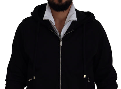 Dolce &amp; Gabbana Élégant blouson aviateur noir à capuche