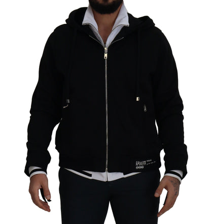 Dolce &amp; Gabbana Élégant blouson aviateur noir à capuche