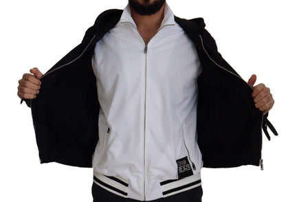 Dolce &amp; Gabbana Élégant blouson aviateur noir à capuche