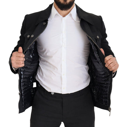 Veste élégante en laine mélangée noire à fermeture éclair Dolce &amp; Gabbana