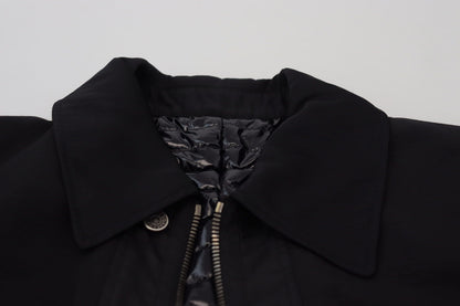 Veste élégante en laine mélangée noire à fermeture éclair Dolce &amp; Gabbana
