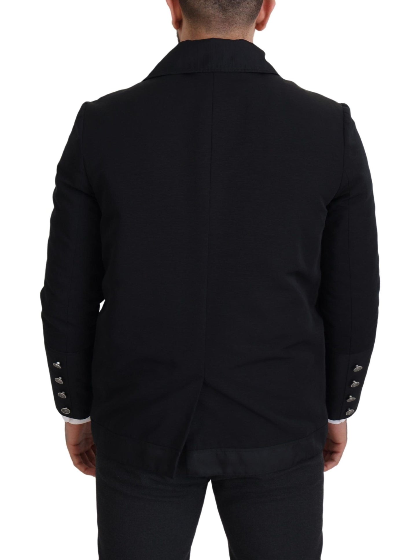 Veste élégante en laine mélangée noire à fermeture éclair Dolce &amp; Gabbana