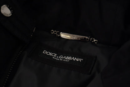 Dolce &amp; Gabbana Élégante Parka à Capuche Noire Hiver