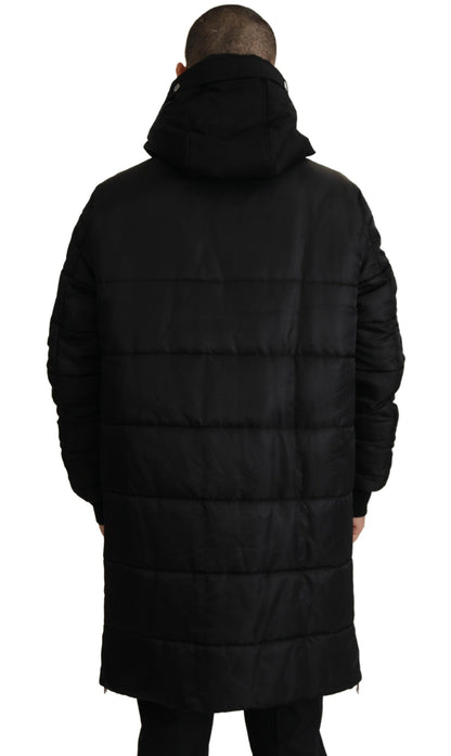 Dolce &amp; Gabbana Élégante Parka à Capuche Noire Hiver