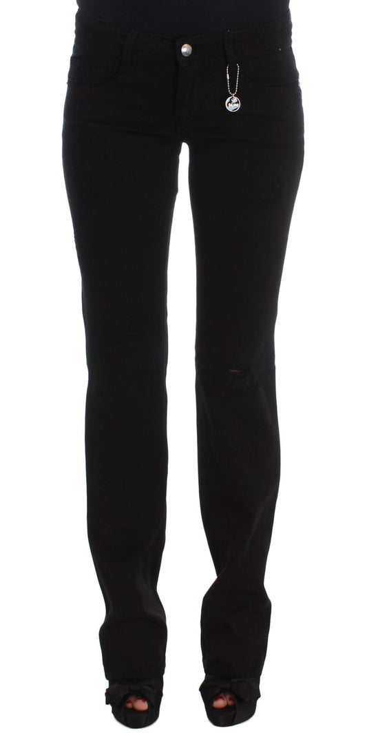 Jean slim noir en coton zippé Costume National Chic