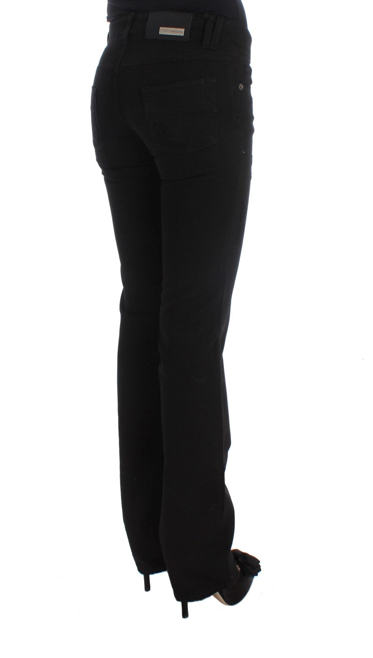Jean slim noir en coton zippé Costume National Chic