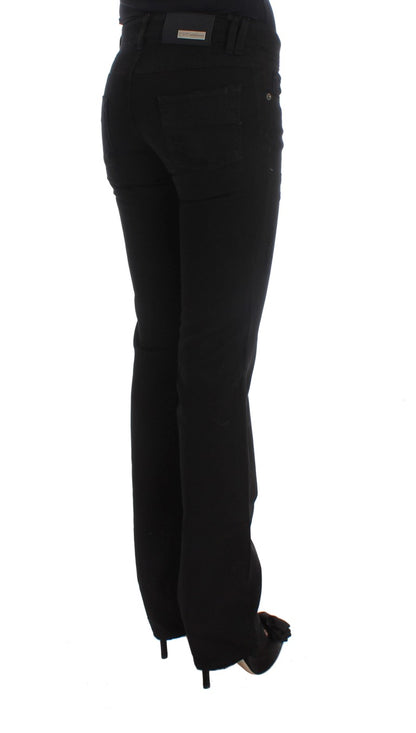 Jean slim noir en coton zippé Costume National Chic