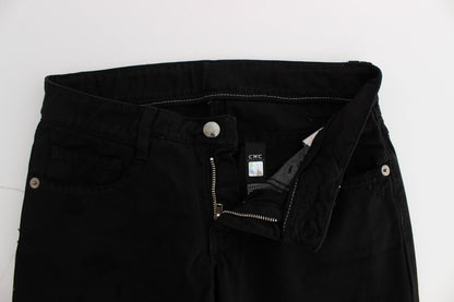 Jean slim noir en coton zippé Costume National Chic