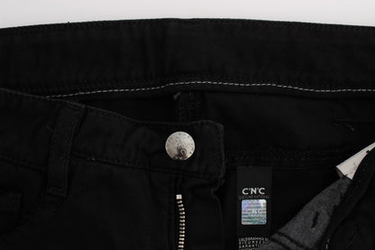 Jean slim noir en coton zippé Costume National Chic