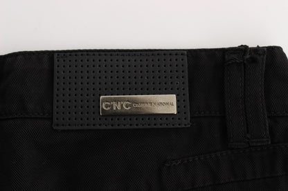 Jean slim noir en coton zippé Costume National Chic