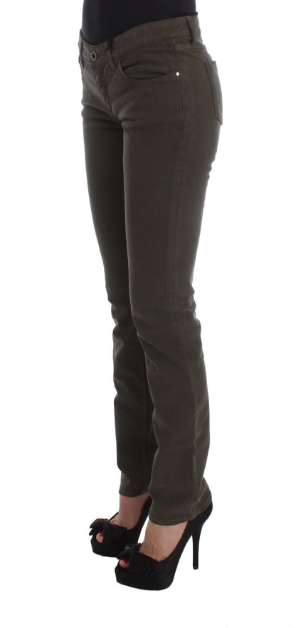 Costume National Green Cotton Blend Slim Fit Jeans