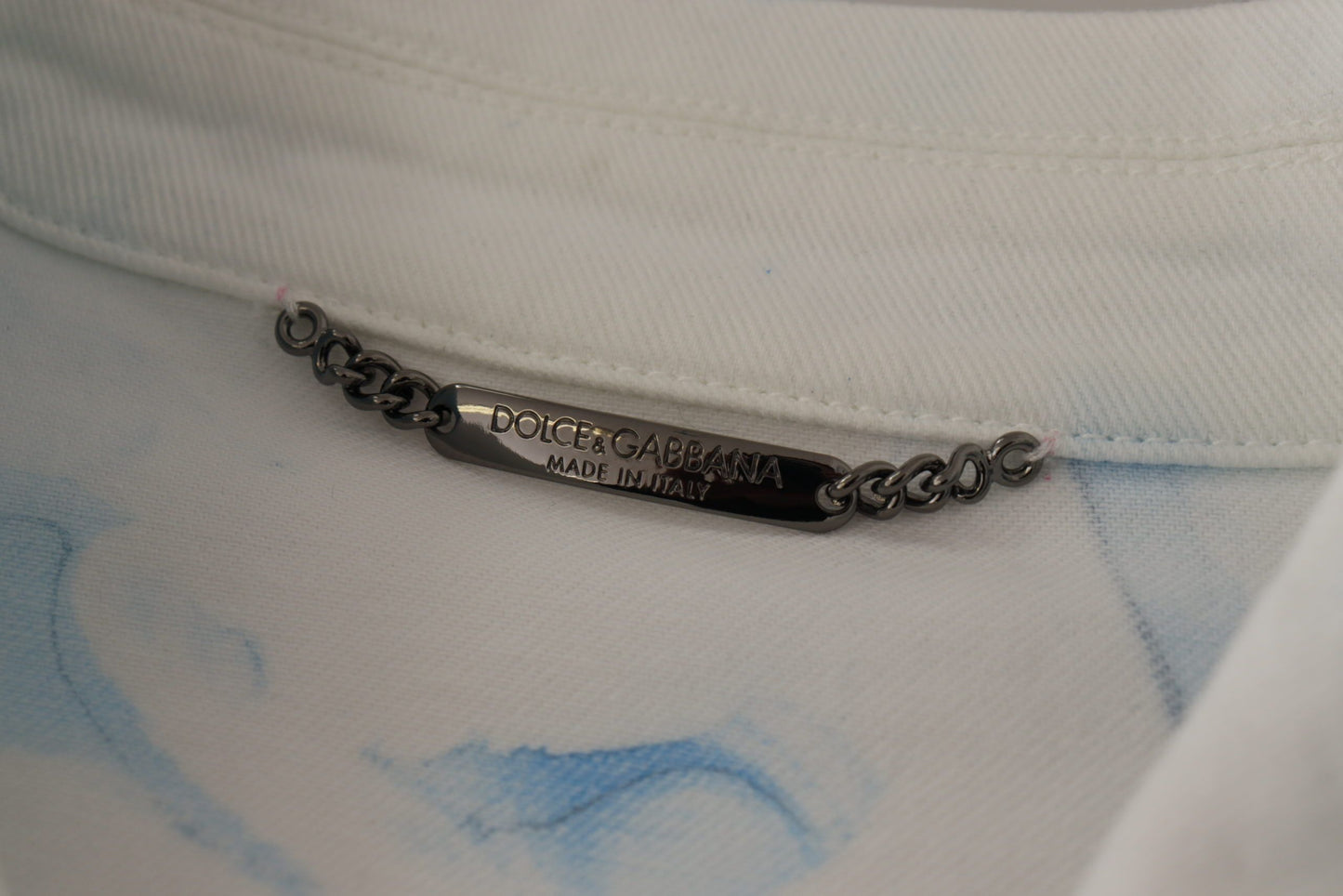 Dolce &amp; Gabbana White Cotton Logo Embroidery Denim Jacket