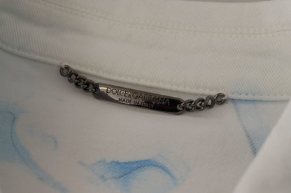 Dolce &amp; Gabbana White Cotton Logo Embroidery Denim Jacket