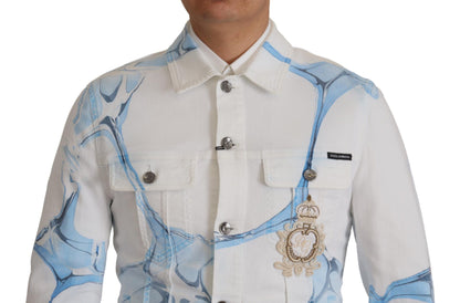 Dolce &amp; Gabbana White Cotton Logo Embroidery Denim Jacket