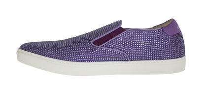 Dolce &amp; Gabbana Purple Rhinestone Canvas Logo Sneakers