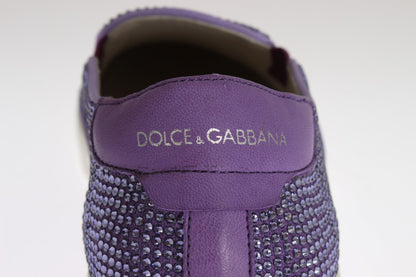 Dolce &amp; Gabbana Purple Rhinestone Canvas Logo Sneakers