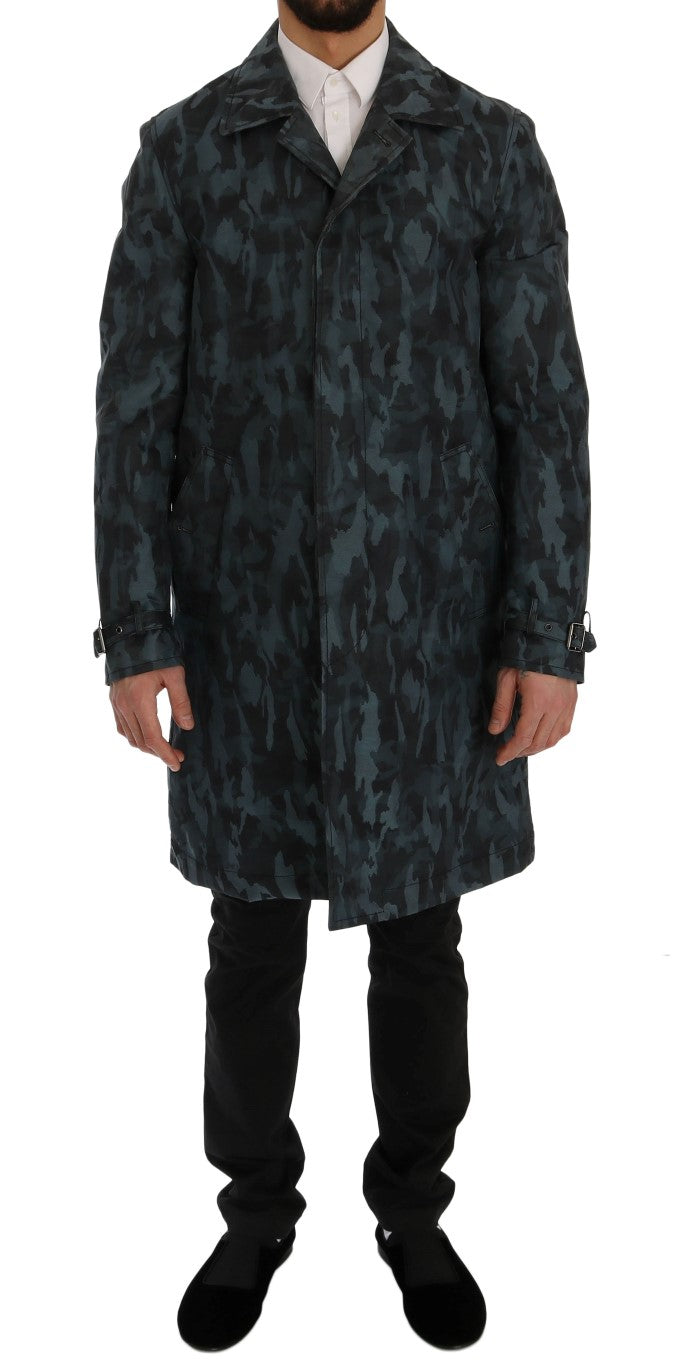 Trench-coat camouflage bleu Dolce &amp; Gabbana Élégance