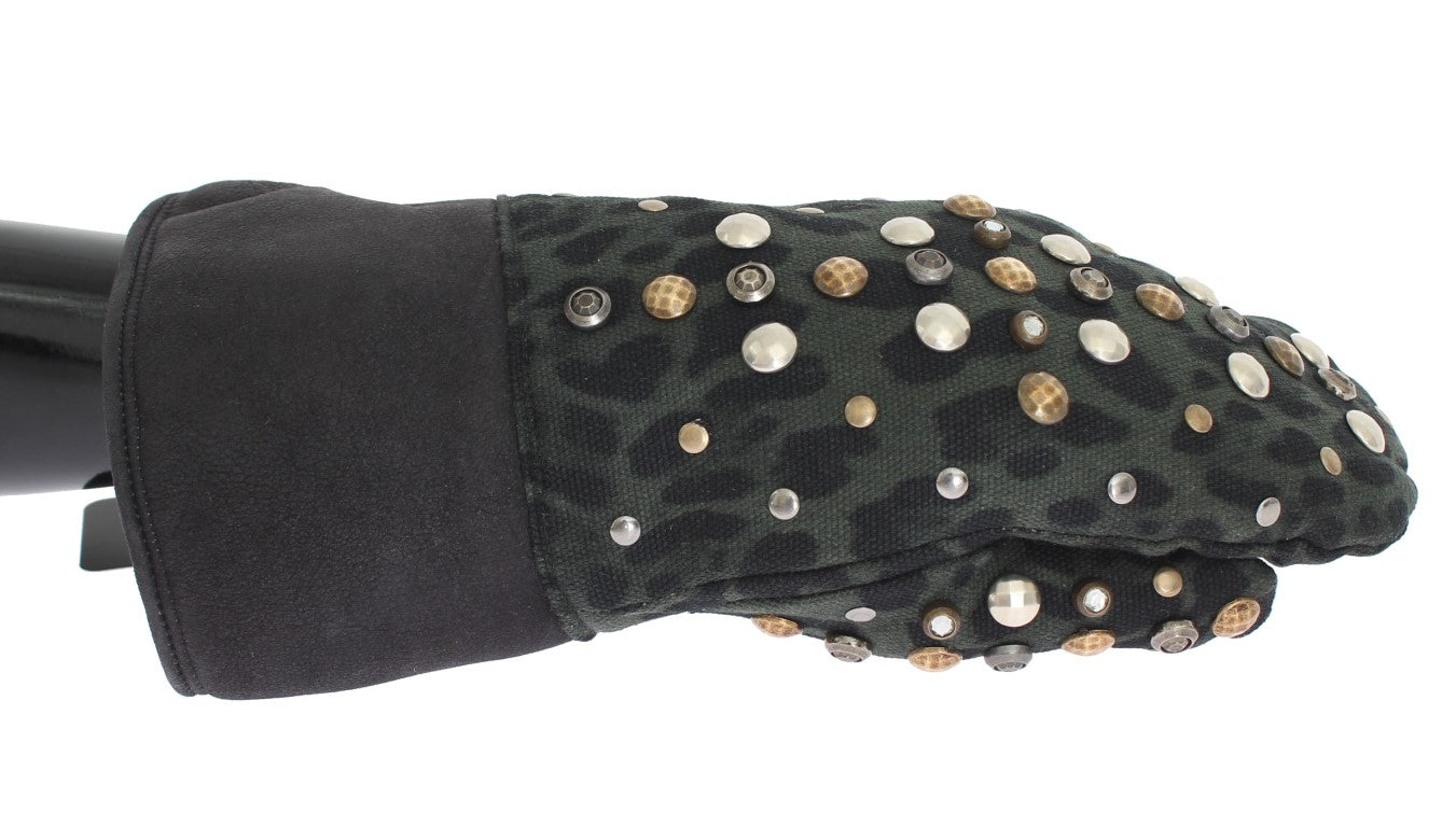 Gants élégants en laine grise cloutée Dolce &amp; Gabbana