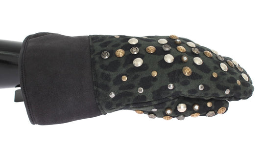 Gants élégants en laine grise cloutée Dolce &amp; Gabbana