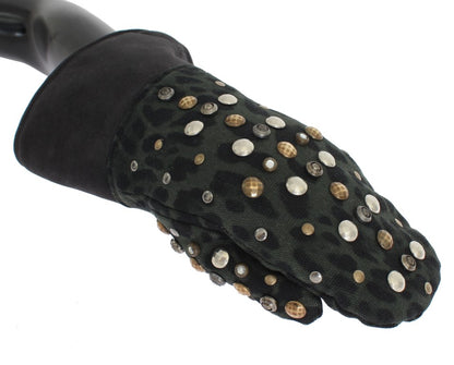 Gants élégants en laine grise cloutée Dolce &amp; Gabbana