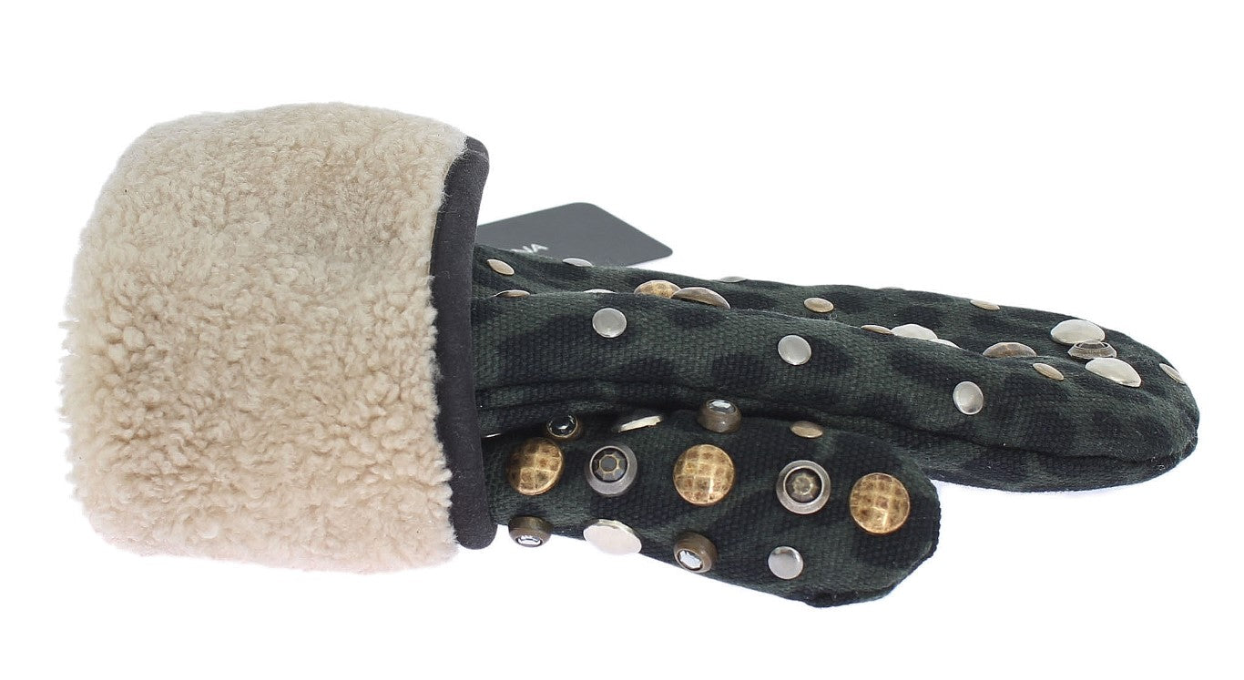 Gants élégants en laine grise cloutée Dolce &amp; Gabbana