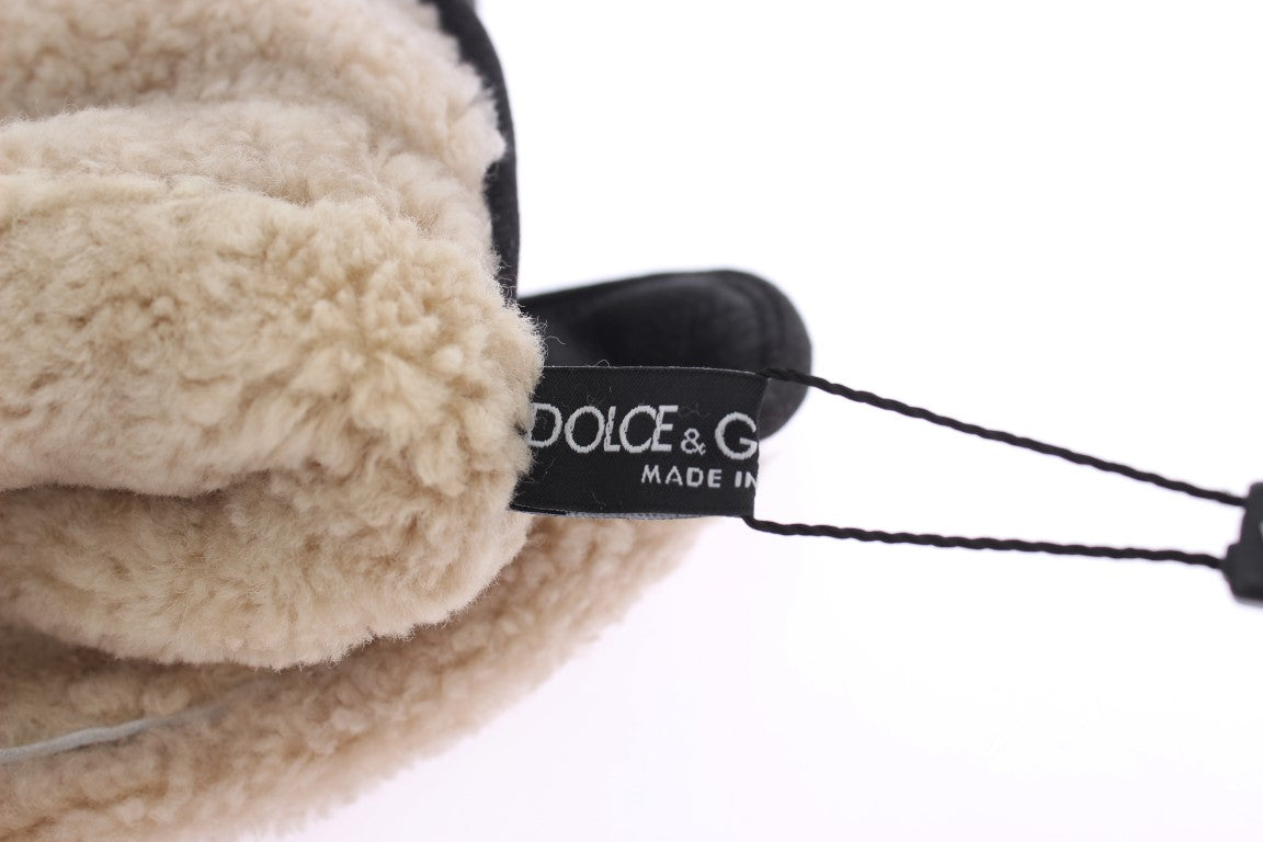 Gants élégants en laine grise cloutée Dolce &amp; Gabbana