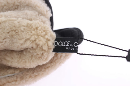 Gants élégants en laine grise cloutée Dolce &amp; Gabbana