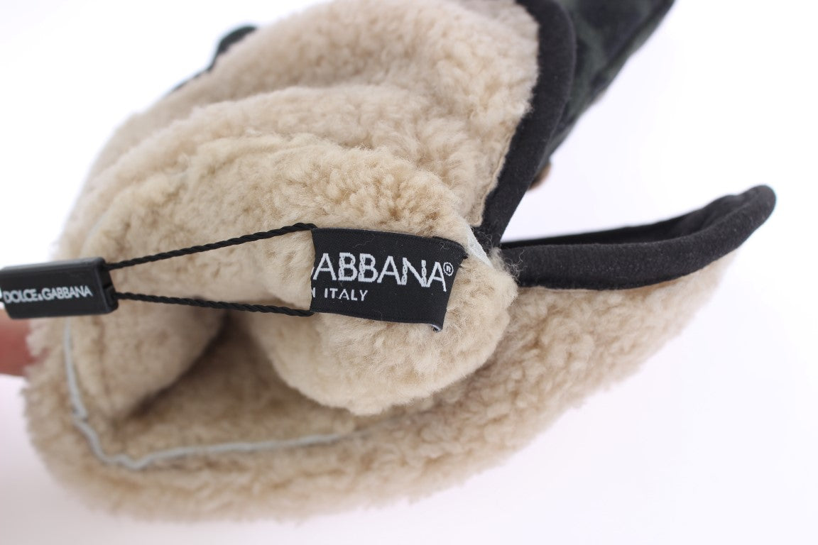 Gants élégants en laine grise cloutée Dolce &amp; Gabbana