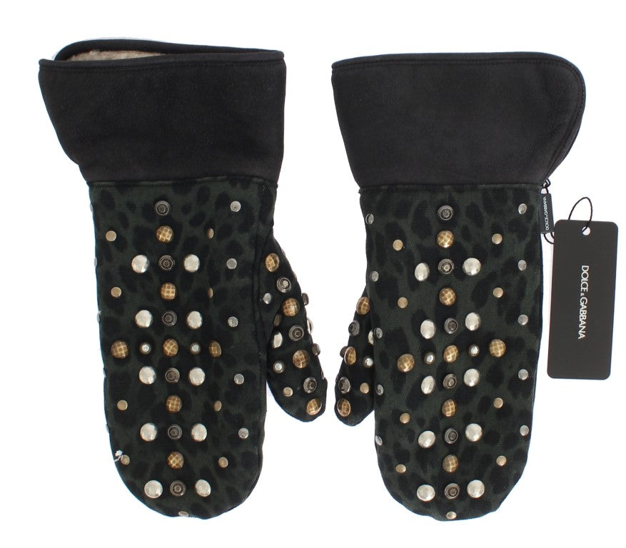 Gants élégants en laine grise cloutée Dolce &amp; Gabbana