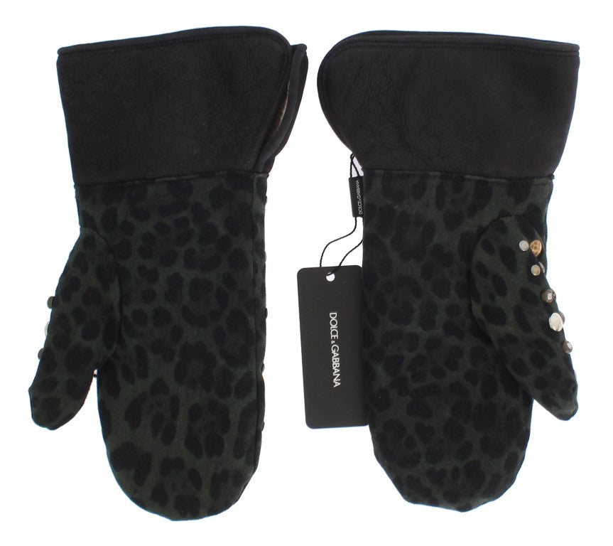 Gants élégants en laine grise cloutée Dolce &amp; Gabbana