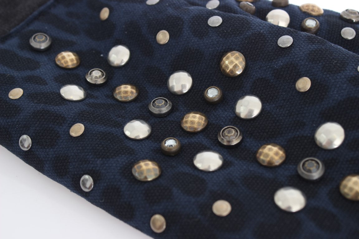 Gants Dolce &amp; Gabbana Chic en laine grise et peau lainée avec détails cloutés