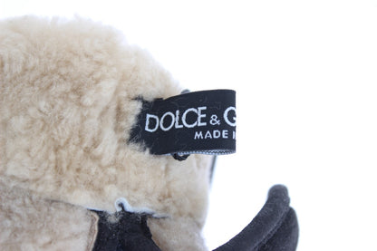 Gants Dolce &amp; Gabbana Chic en laine grise et peau lainée avec détails cloutés