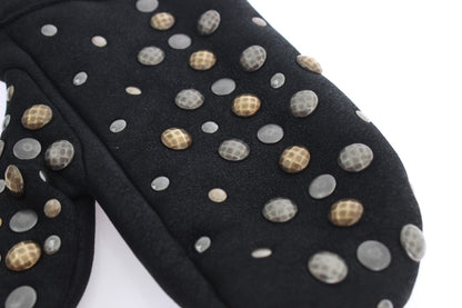 Gants élégants en laine grise cloutée Dolce &amp; Gabbana