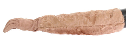 Gants élégants en daim beige Dolce &amp; Gabbana jusqu'aux coudes