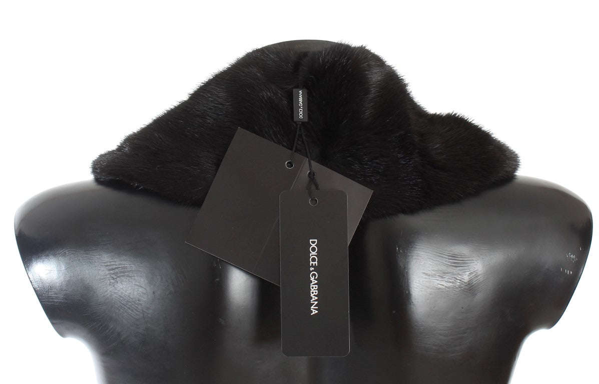 Dolce &amp; Gabbana Élégante écharpe en fourrure de vison noire