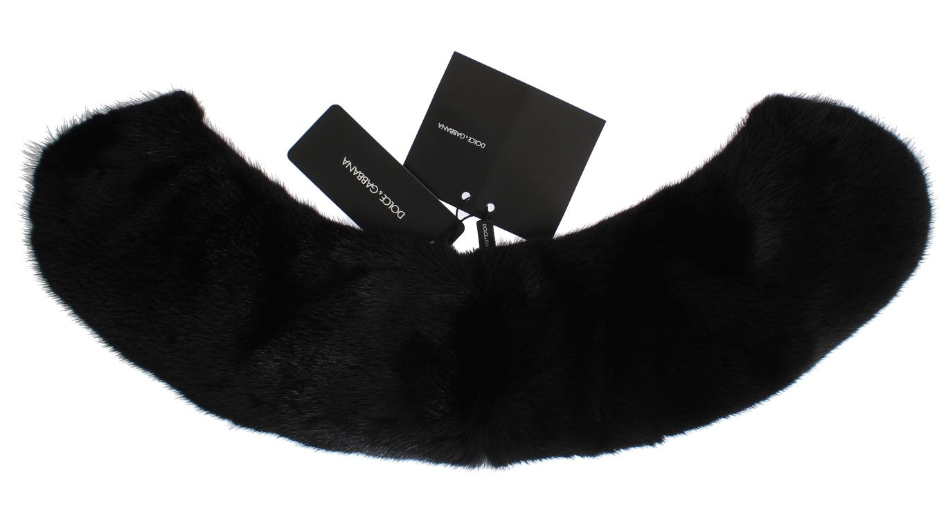 Dolce &amp; Gabbana Élégante écharpe en fourrure de vison noire
