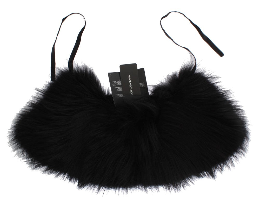 Dolce &amp; Gabbana Écharpe Chic en Fourrure de Renard Noir