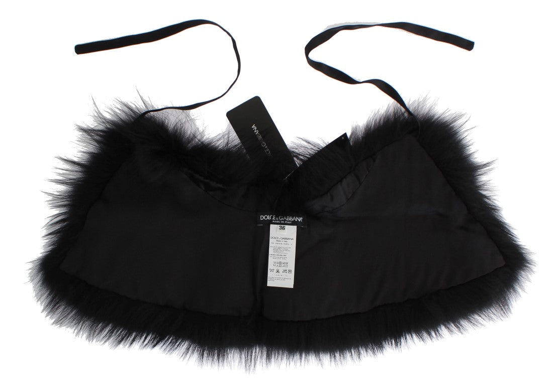 Dolce &amp; Gabbana Écharpe Chic en Fourrure de Renard Noir