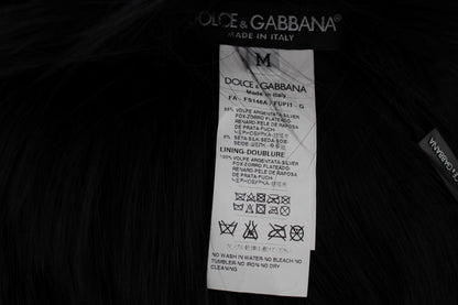 Dolce &amp; Gabbana Élégant foulard en soie et fourrure de renard noir