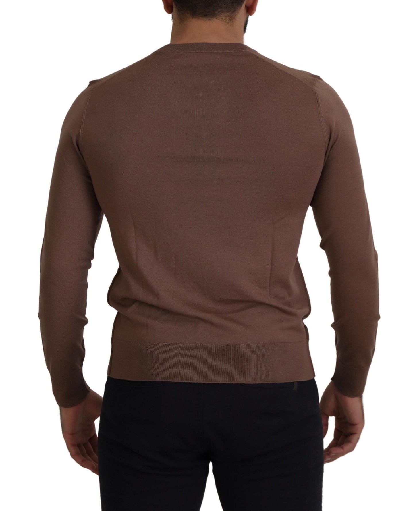 Dolce & Gabbana Brown Wool Men V-neck Pullover Sweater by Dolce & Gabbana