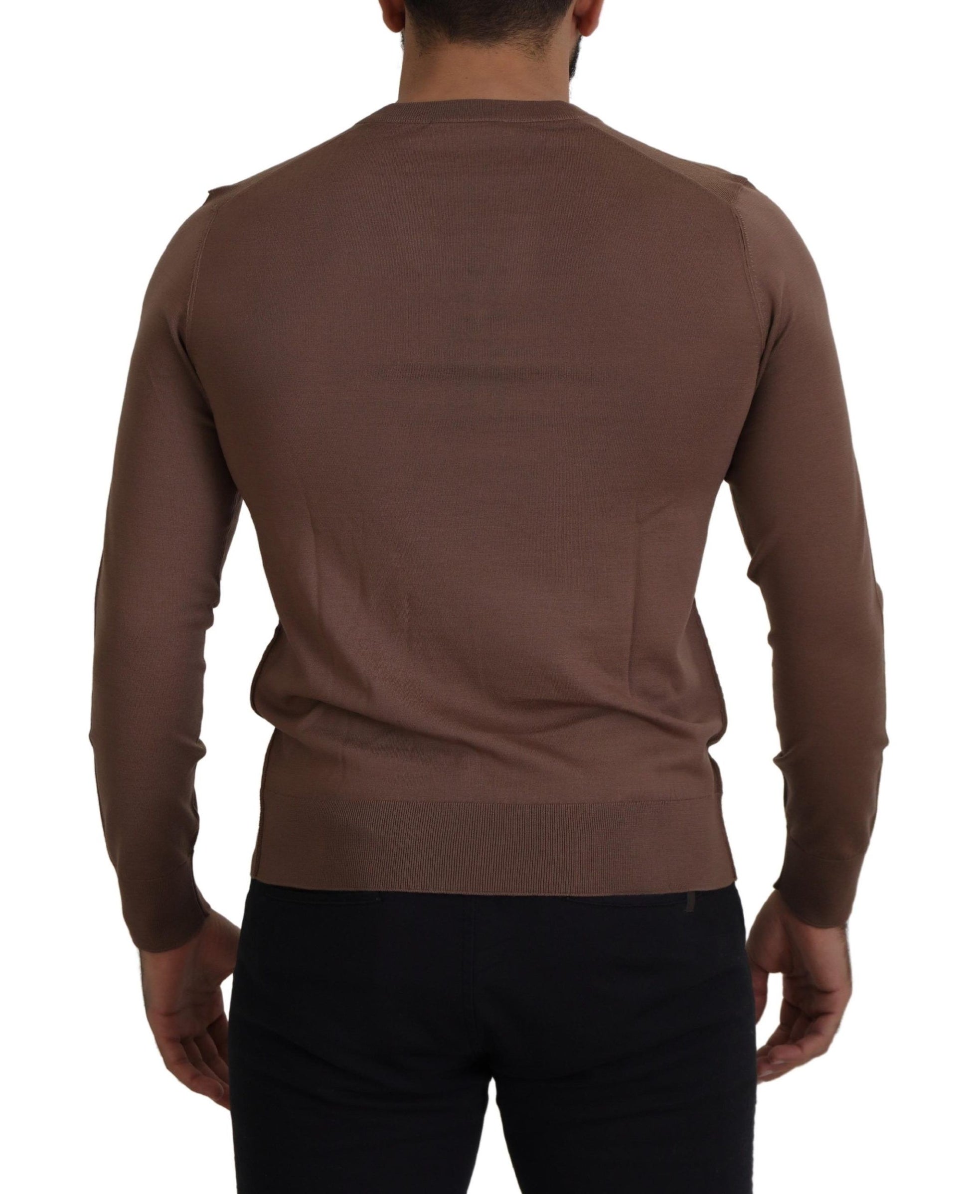 Dolce & Gabbana Brown Wool Men V-neck Pullover Sweater by Dolce & Gabbana